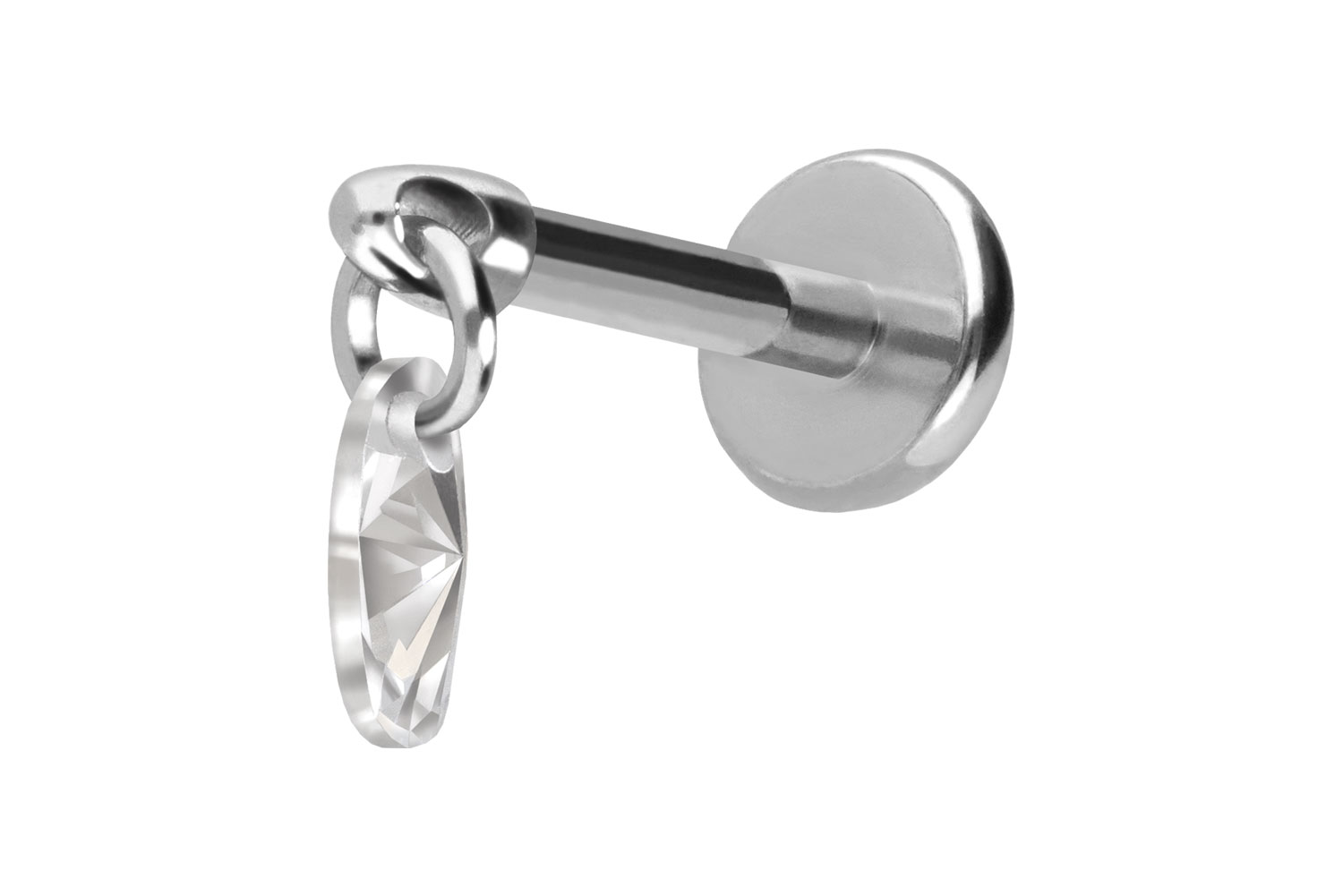 Titan Labret Piercing mit Push Fit KRISTALLOVAL